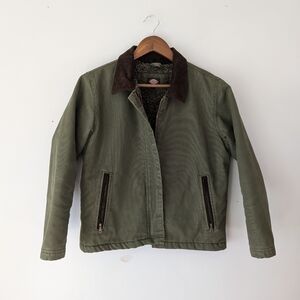 Dickies Olive Green Utility Jacket with Brown Collar